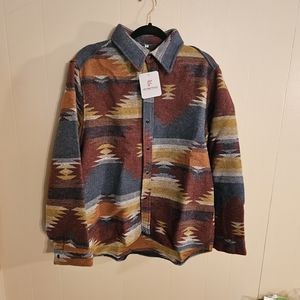 Findthy Oversized Southwestern Boho Unisex Plaid Shacket